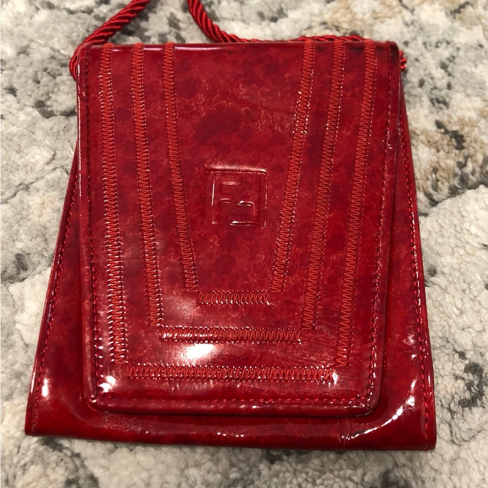 Fendi Red Patent Leather Clutch-Crossbody